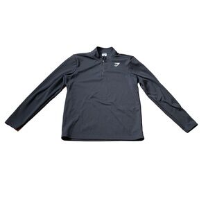 Gymshark Men’s Quarter Zip Athletic Pullover Size Large Black Performance Top